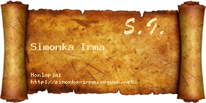 Simonka Irma névjegykártya
